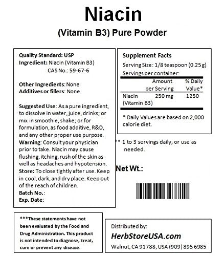 NuSci Niacin Vitamin B3 Pure Powder 35.274 oz