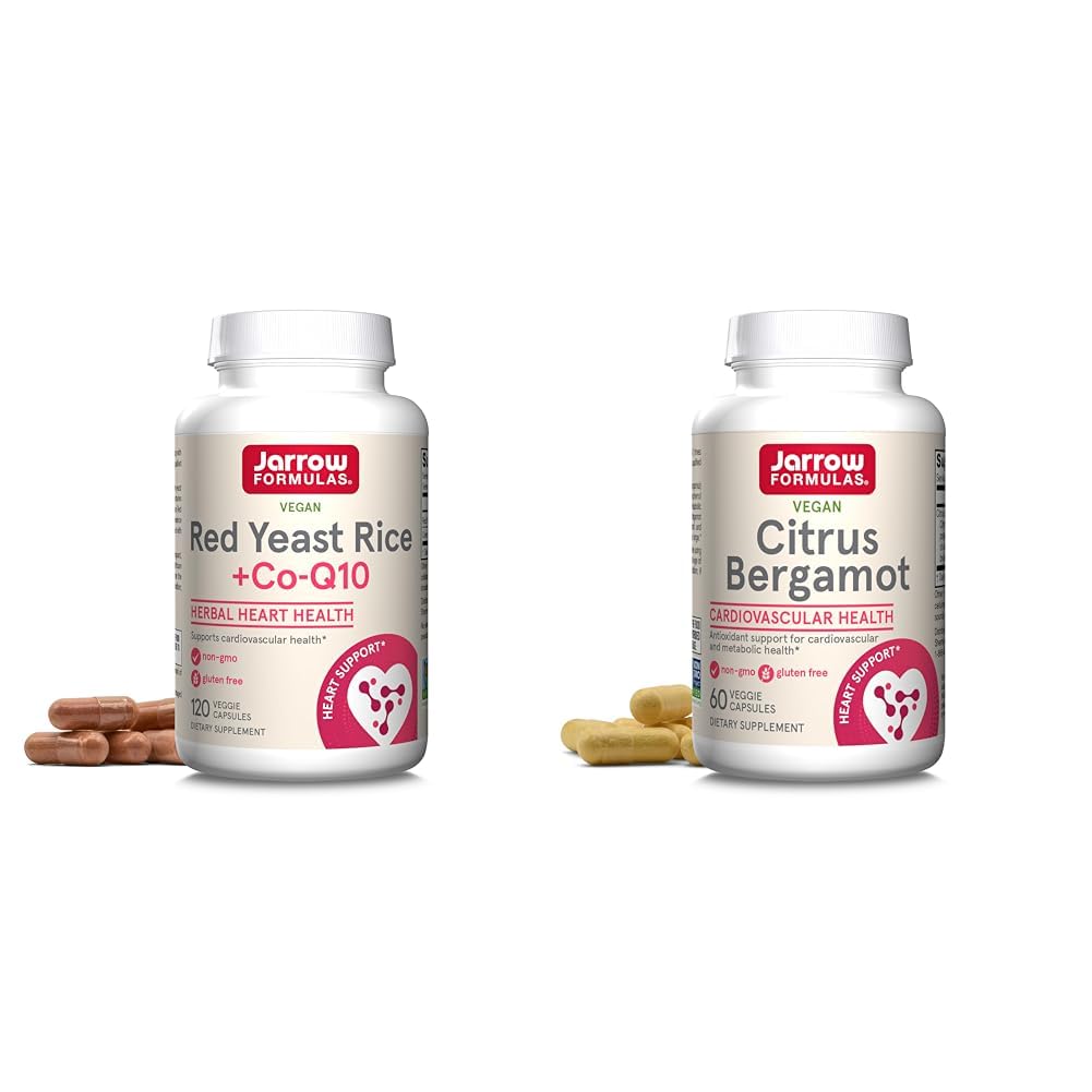Jarrow Formulas Red Yeast Rice 1200 mg & Co-Q10 100 mg with Citrus Bergamot 500 mg, Veggie Caps, 60 Servings
