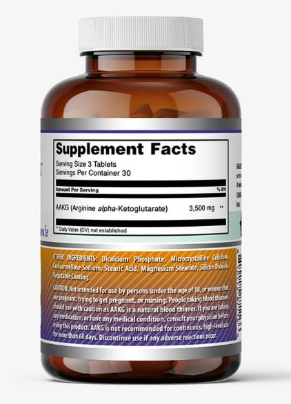 Amazing Nutrition AAKG Arginine Alpha-Ketoglutarate 3500mg Tablets, 90 Count