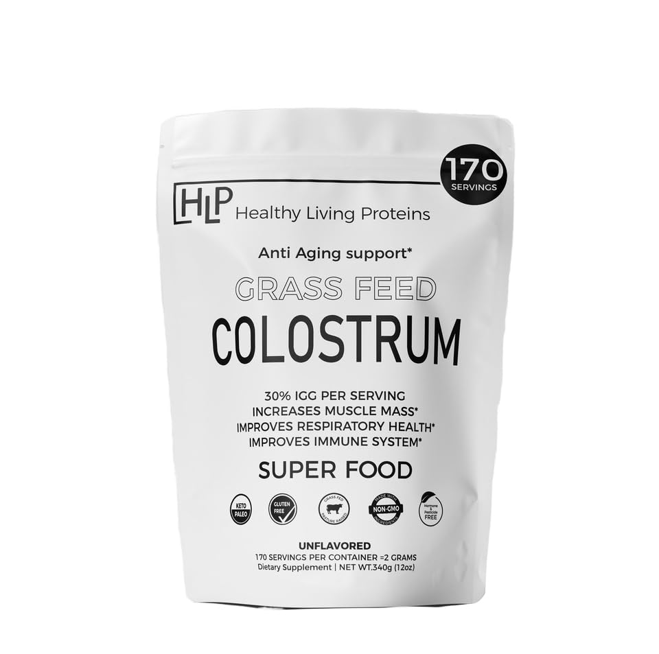 HLP Healthy Living Proteins Grass Fed Colostrum Powder, 12oz, 170 Servings