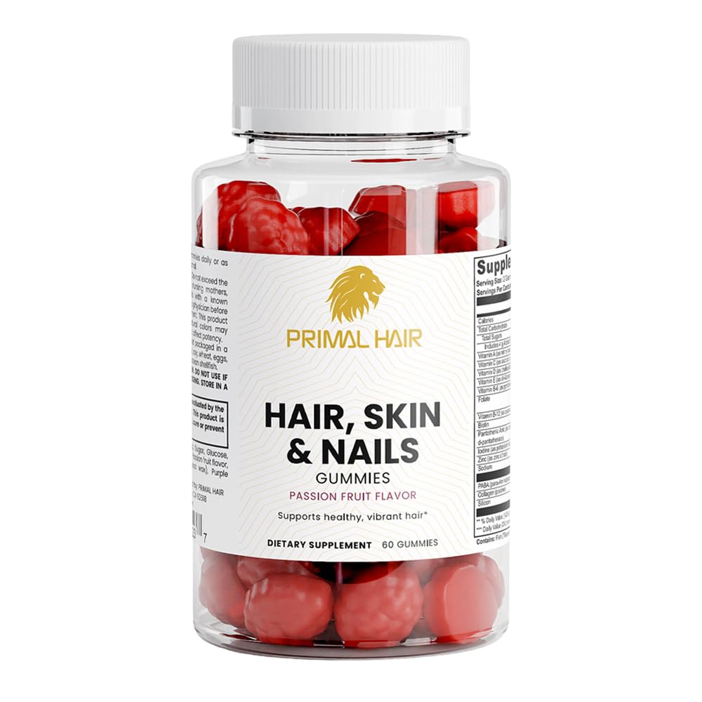 PRIMAL HAIR Hair, Skin and Nails Gummies with Biotin & Collagen Gummy, 60 Count