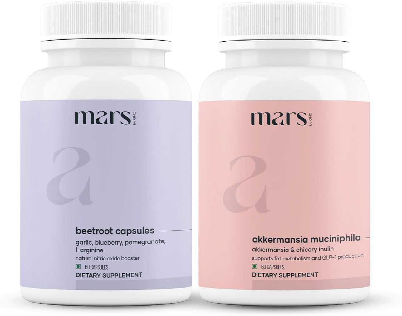 mars by GHC FusionFlow GLP-1 Combo Beetroot Nitric Oxide Booster & Mars Akkermansia Muciniphila, 120 Capsules