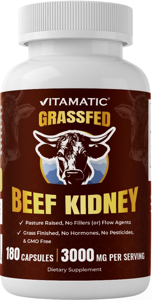 Vitamatic Grass-Fed Beef Kidney 180 Capsules