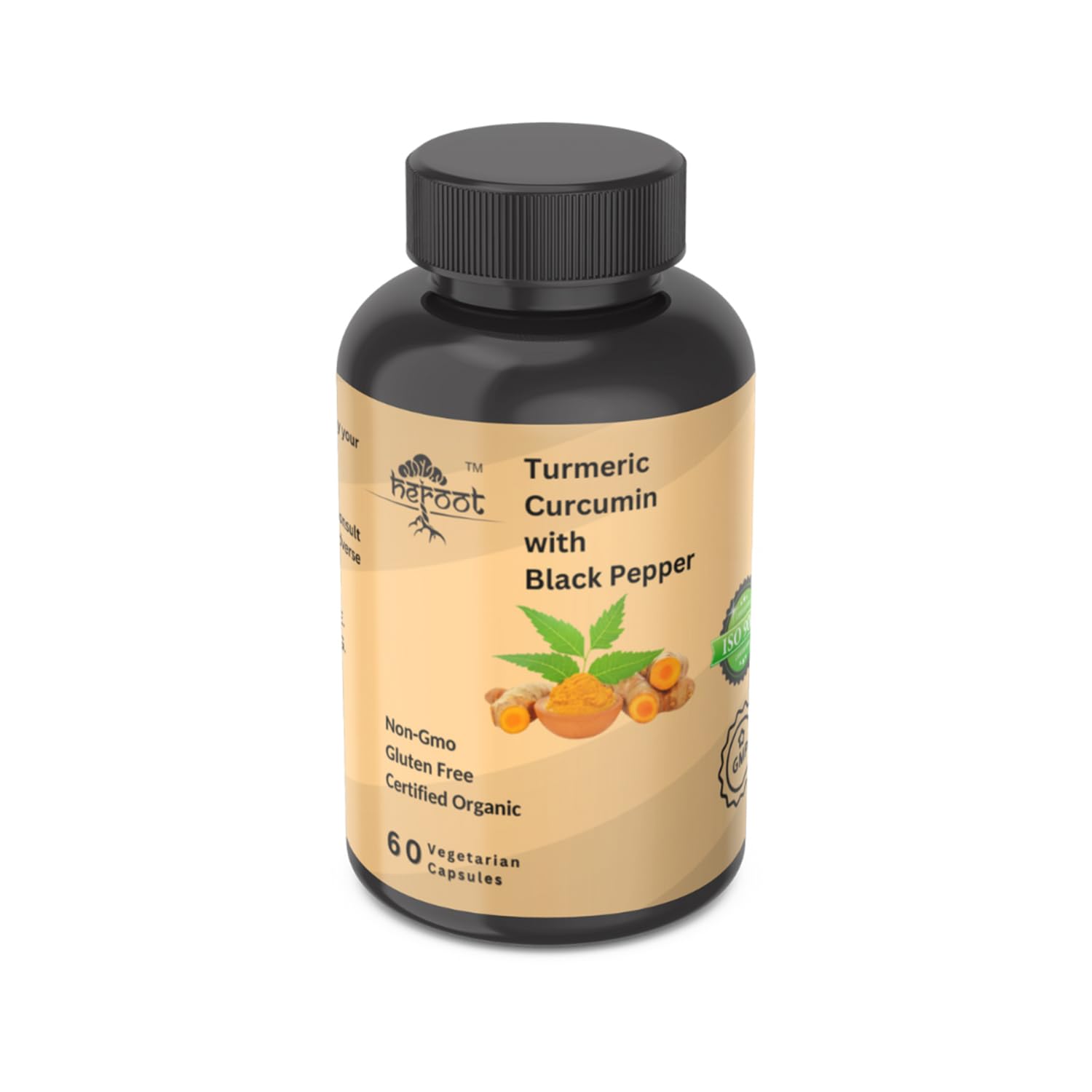 Heroot Turmeric Extract 1000mg with 95% Curcumin & Black Pepper Turmeric Complex Supplement, Capsule, 120 Count, Non-GMO, Gluten Free