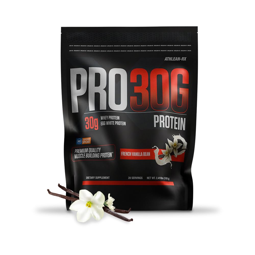 ATHLEAN-RX PRO-30G Premium Whey Protein Isolate Powder, French Vanilla Bean, 2.78 lb