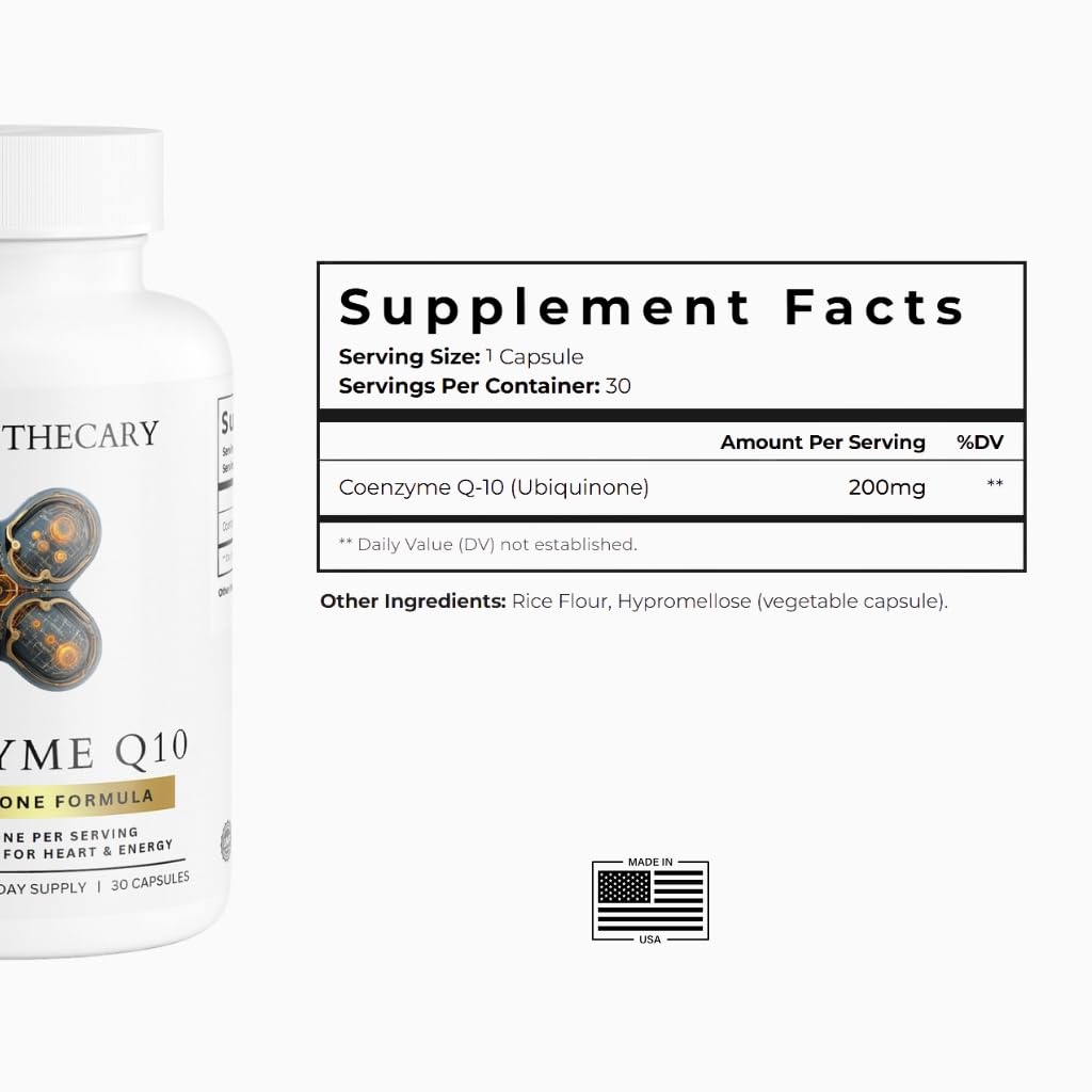 Dear Apothecary CoQ-10 200mg Coenzyme Q-10 (Ubiquinone) Capsules, 60 Count