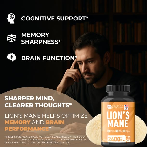 SN SMARTFIT NUTRITION Lions Mane Supplement Capsules 120 Capsules
