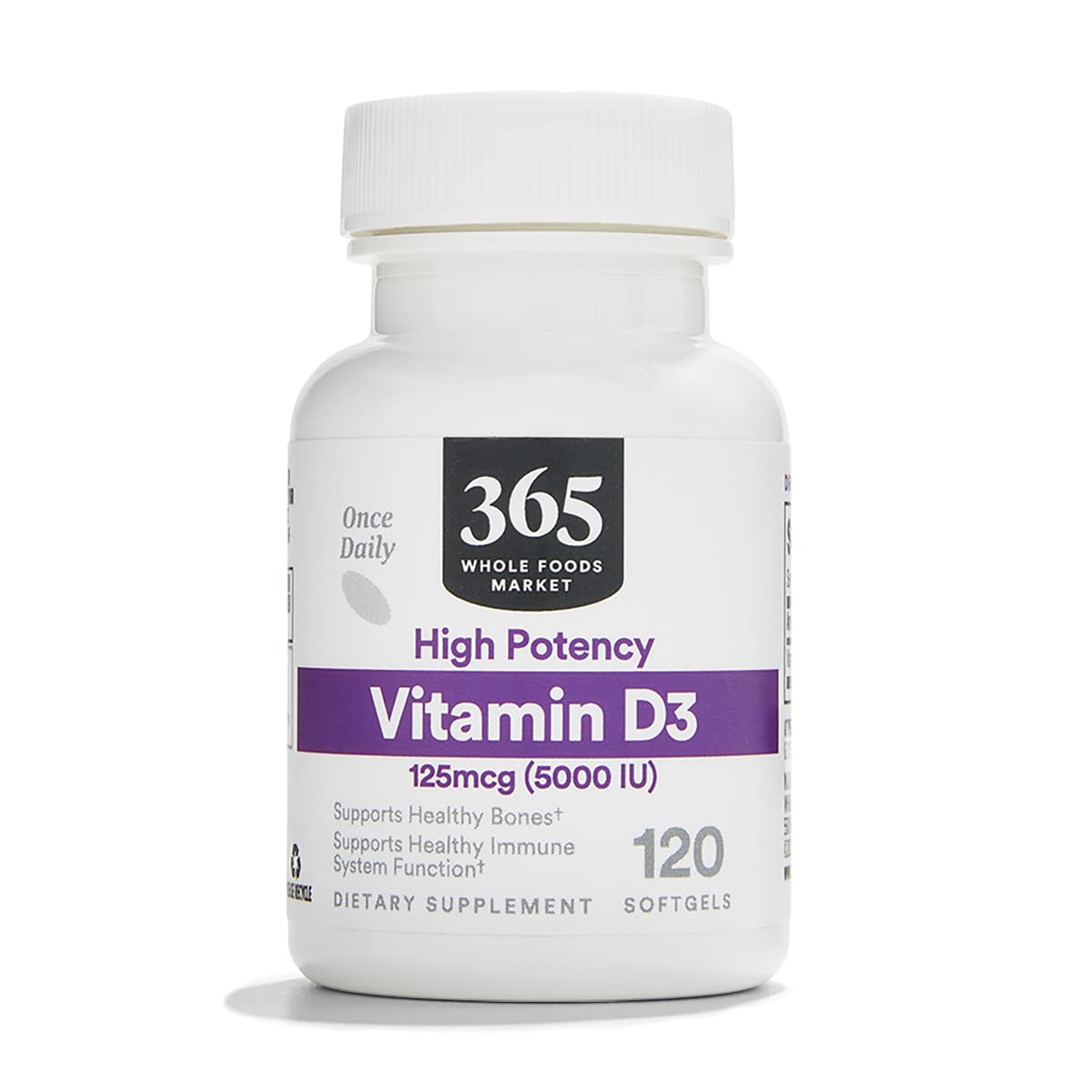 365 by Whole Foods Market Vitamin D3 Softgels 5000 IU, 120 CT