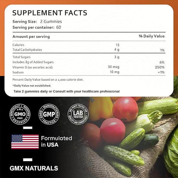GMX NATURALS Vitamin D3 Gummies 1000 IU 90 Count