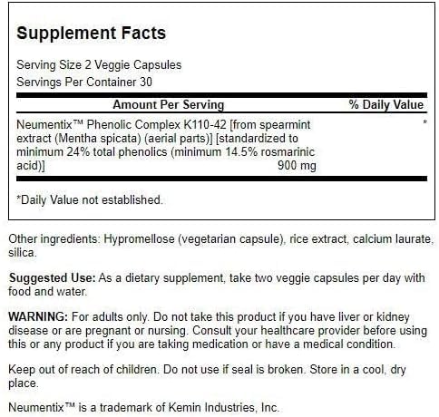 Swanson Premium Brand Nootropic Brain Food - Featuring Neumentix 450 mg Capsules 60 Count