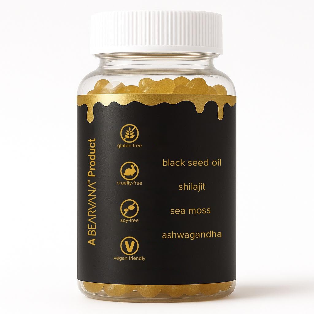 BEARVANA Black Seed Oil Gummies with Shilajit, Sea Moss & Ashwagandha 60 Gummies