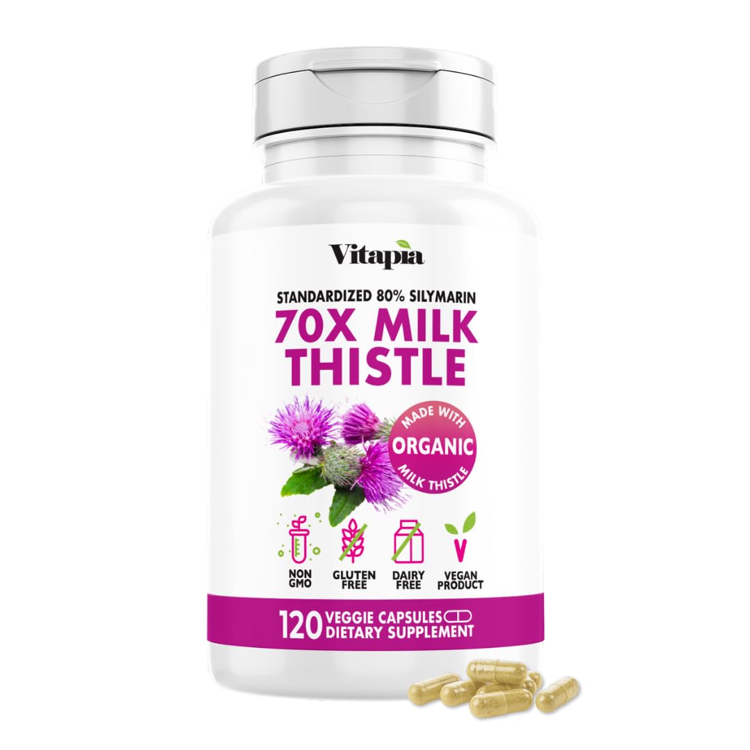 Vitapia Organic Milk Thistle Extract 70:1 Capsule, 120 Count