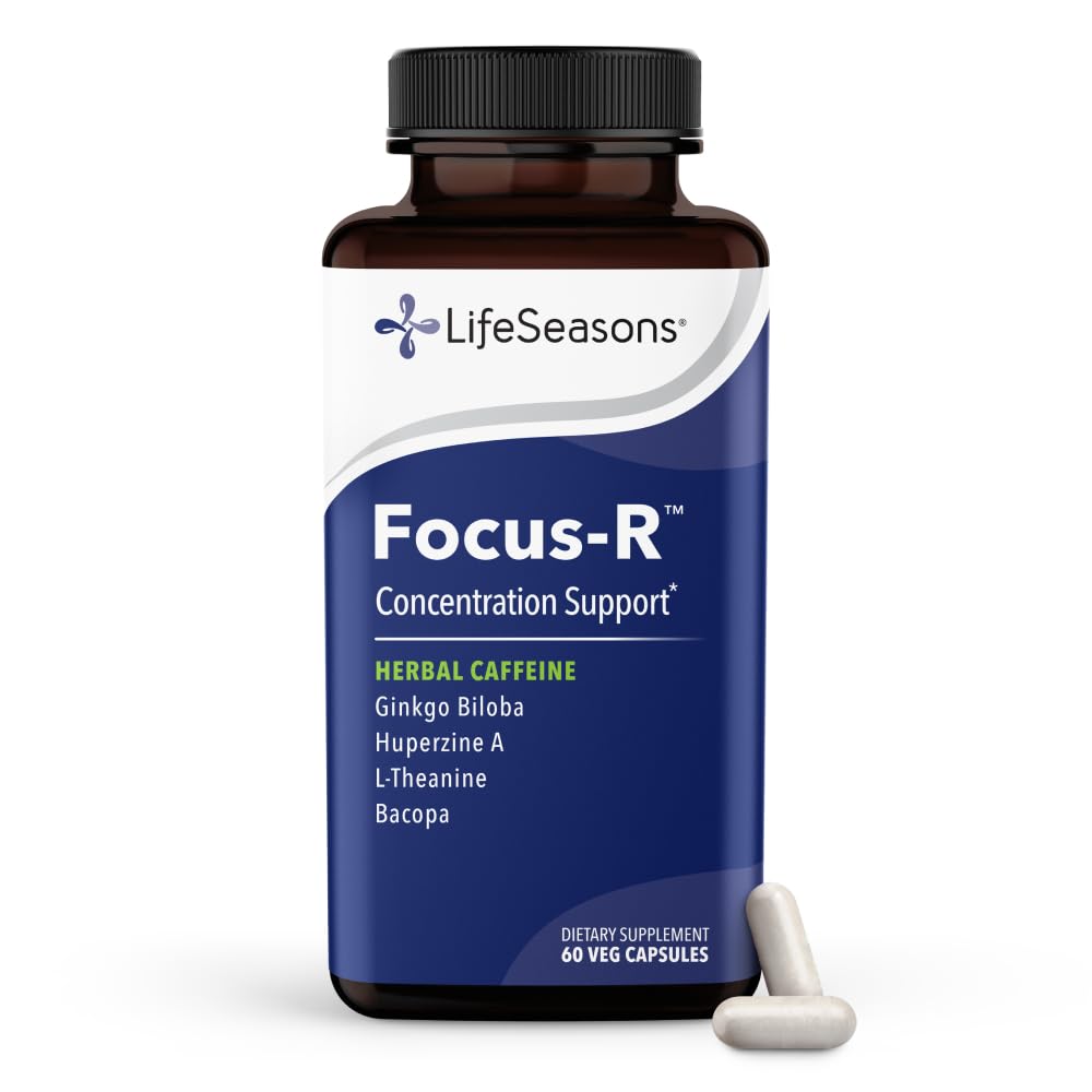 LifeSeasons Focus-R Concentration Support – Memory, Focus & Mental Clarity Supplement with Bacopa, Rhodiola, L-Tyrosine & B Vitamins – Cognitive Performance & Brain Energy, 60 Veg Capsules