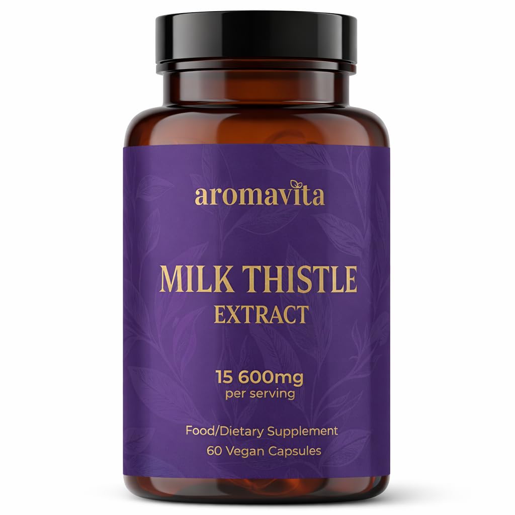 AROMAVITA Milk Thistle Extract – Standardized to 420mg Silymarin (80%) – Vegan Liver Support – Non-GMO Capsule, 1 Count