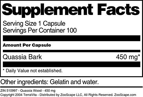 Terravita Quassia Wood 450 mg Capsules, 300 Count