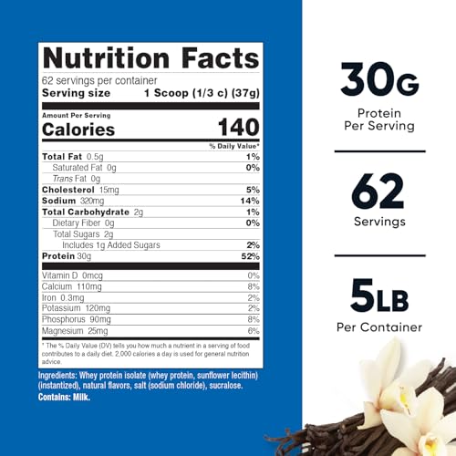 Nutricost Isolate Whey Protein Powder Vanilla, 5 Pounds (Pack of 2), 160 Servings