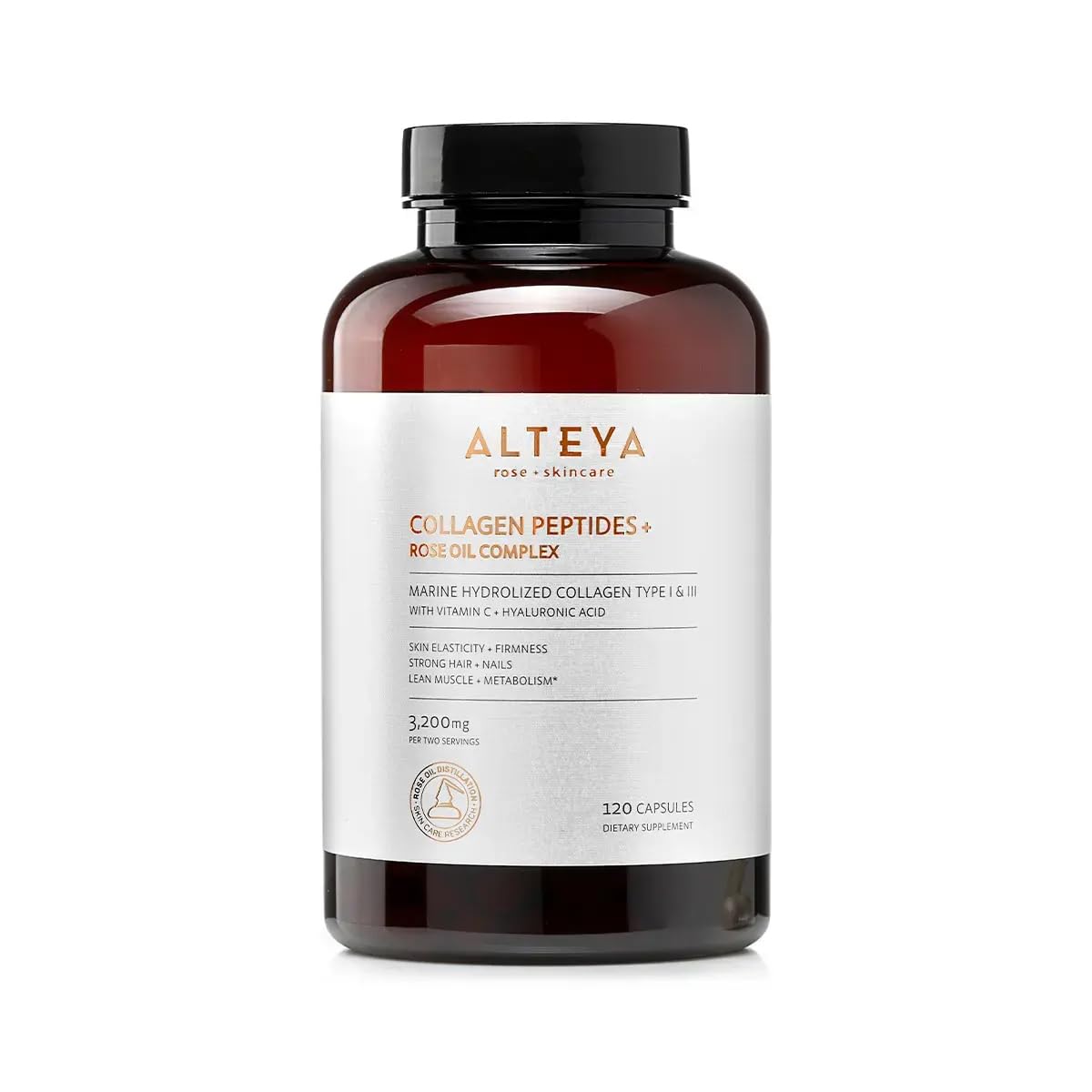 Alteya Organics Collagen Peptides & Rose Oil Complex Capsules 120 Count