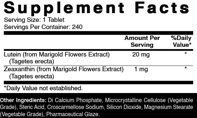 Oxify Lutein 20 mg Tablets, 240 Count