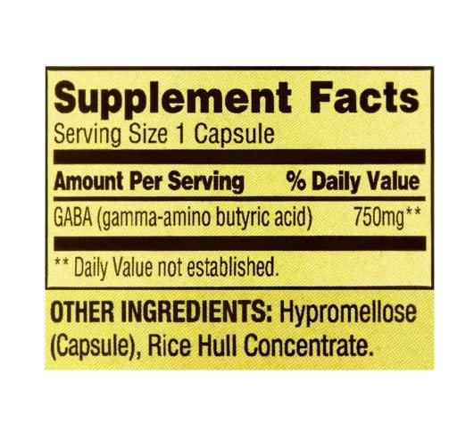Generic GABA Amino Acid Supplement Capsule 100 Count