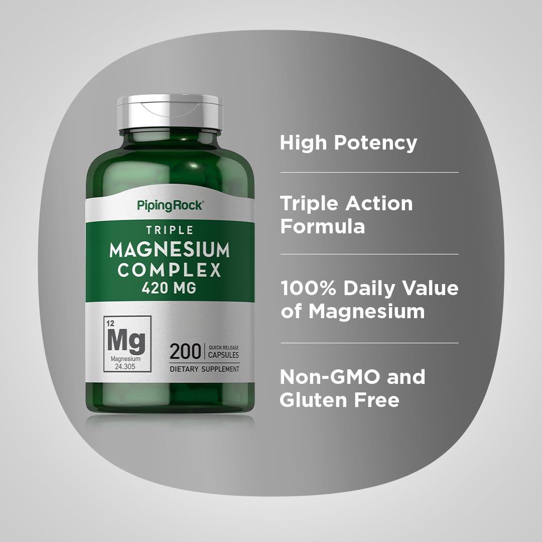 Piping Rock Triple Magnesium Complex 420 mg, 200 Capsules