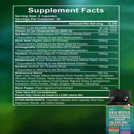 ModernMedina Sea Moss Herbal Supplement 60 Capsules