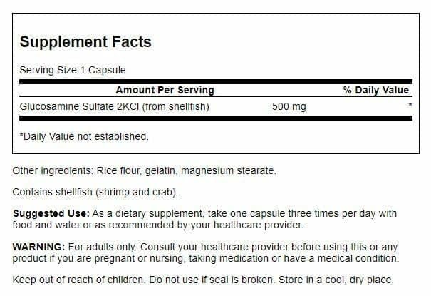 Swanson Premium Brand Glucosamine Sulfate 2KCl 500 mg Capsules 800