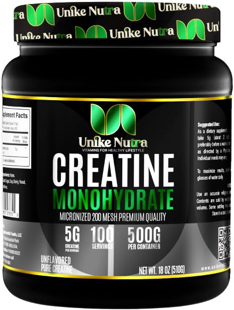 Unike Nutra Creatine Monohydrate Powder, 100 Servings