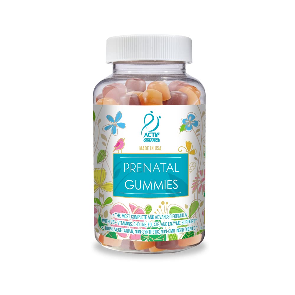 ACTIF Prenatal Gummies with 25+ Organic Vitamins and Organic Herbal Blend Gummy 90 Count