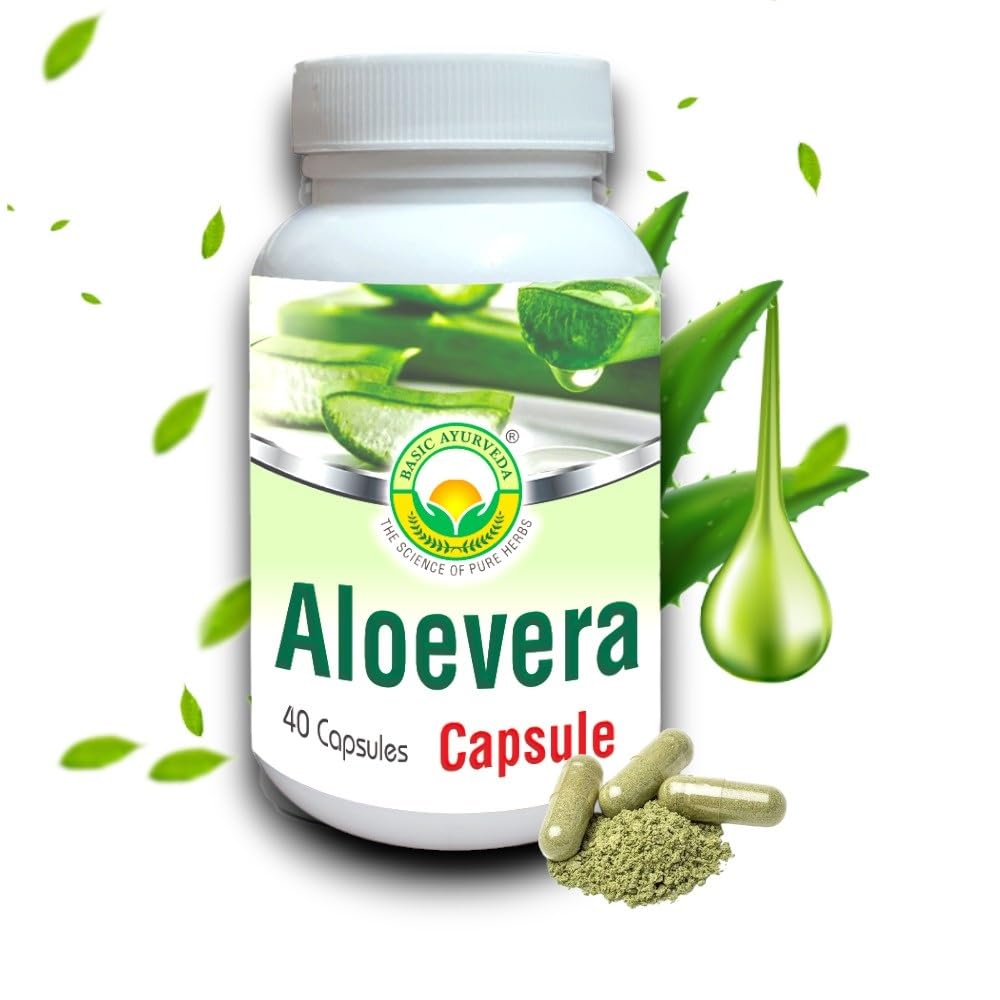 BASIC AYURVEDA Aloe Vera Capsules 40 Count