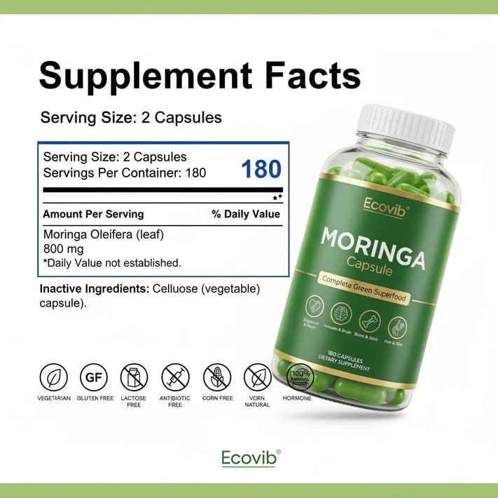 ECOVIB Moringa Capsules 180 Capsules