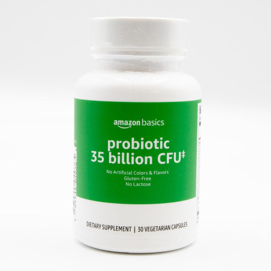 Amazon Basics Probiotic 35 Billion CFU, 8 Probiotic Strains with Prebiotic Blend, Supports Healthy Digestion, 30 Vegetarian Capsules, 1 Month Supply (Previously Solimo), Packaging May Vary