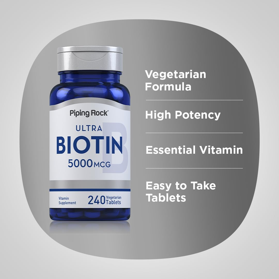 Piping Rock Biotin 5000mcg Tablets, 240 Tablets