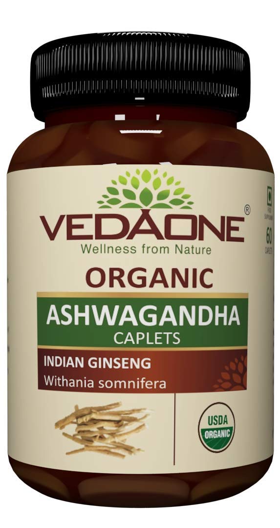 VEDAONE Organic Ashwagandha Caplets 750mg, 60 Caplets