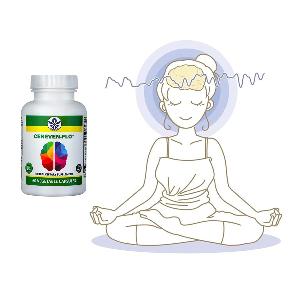 Herb Guru CEREVEN-FLO Brain Health & Blood Circulation Supplement Capsule 1 Count