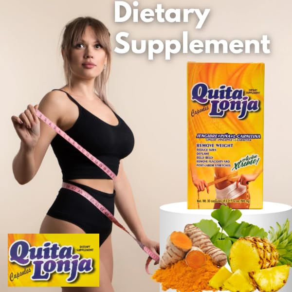 QUITA LONJA Ginger, Pineapple & L-Carnitine Herbal Supplement Capsules, 30 Count