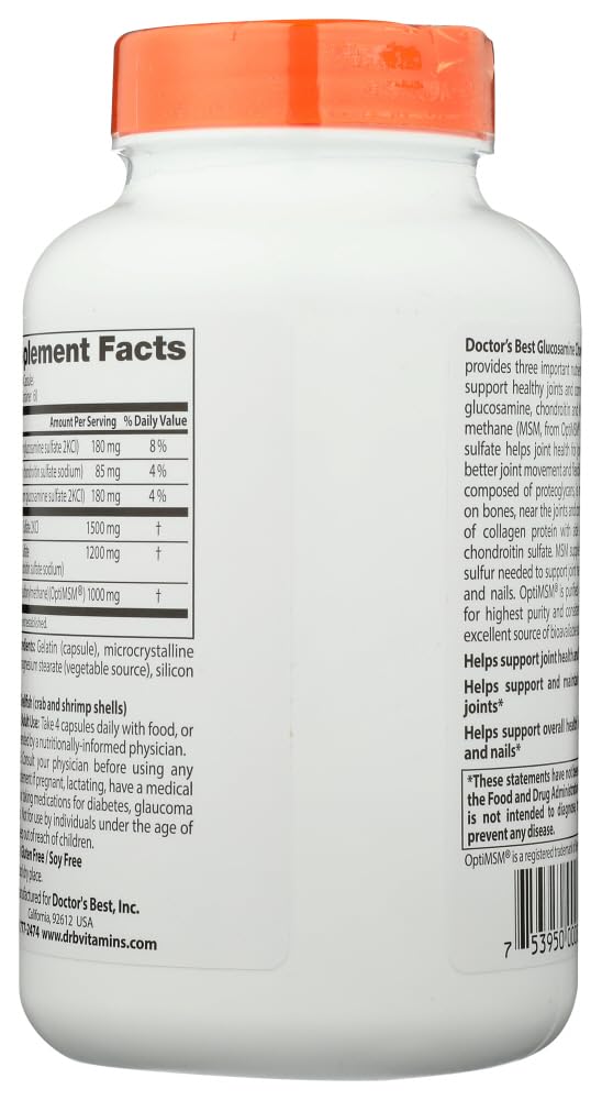 Doctor's Best Glucosamine/Chondroitin/MSM Capsules, 3 Capsules