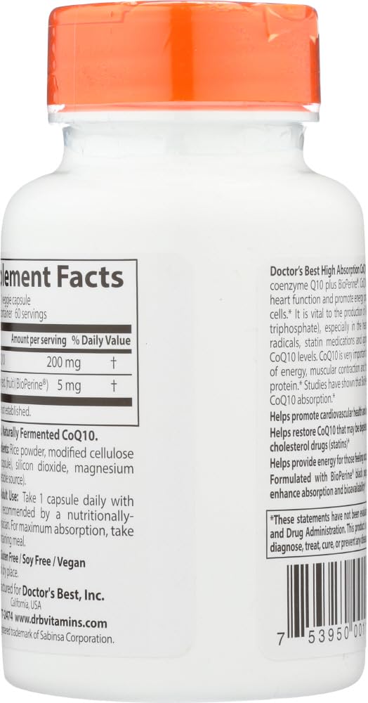 Doctor's Best High Absorption CoQ10 Capsule 200 mg, 60 Count