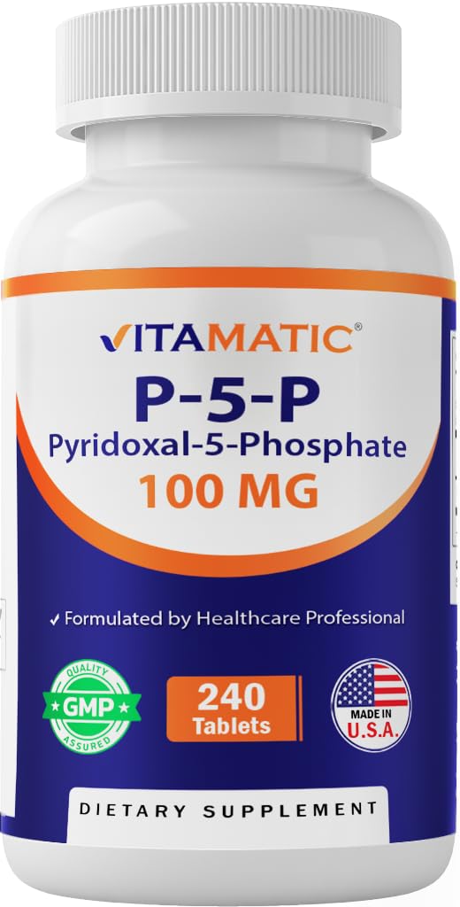 Vitamatic P5P 100 mg (Pyridoxal-5-Phosphate) – Active Form of Vitamin B6 – 240 Tablets
