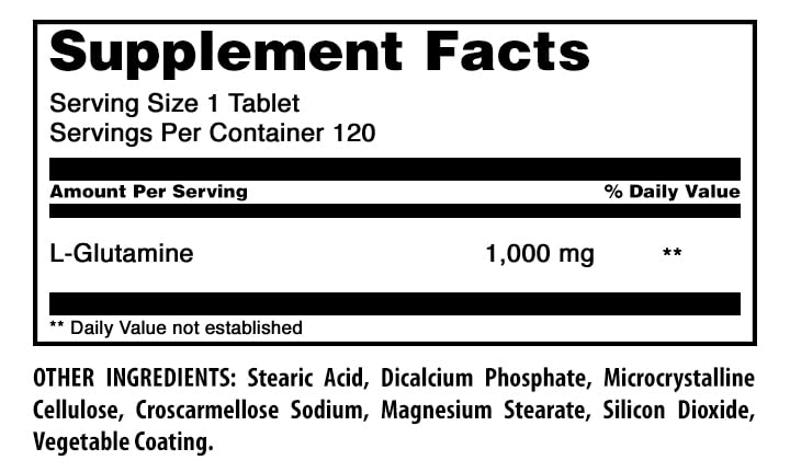 Amazing Nutrition L-Glutamine 1000 mg Tablets, 120 Count