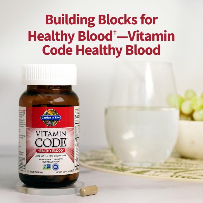 Garden of Life Vitamin Code Healthy Blood Iron Supplement for Women Capsules, 60 Count