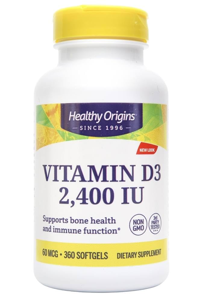 Healthy Origins Vitamin D3 2,400 Lulanolin Gels Softgels 360 Count