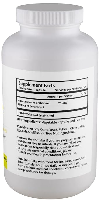 One Planet Nutrition Nano Berberine 250 mg Veggie Capsules, 120 Capsules