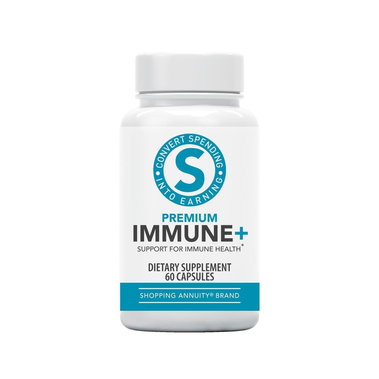 Market America Shopping Annuity Premium Immune + Formula Daily Immune Support Supplement with Reishi Mushroom, Echinacea, American Ginseng, Vitamin C & Zinc – Stress Response & Energy Support – 30 Capsules