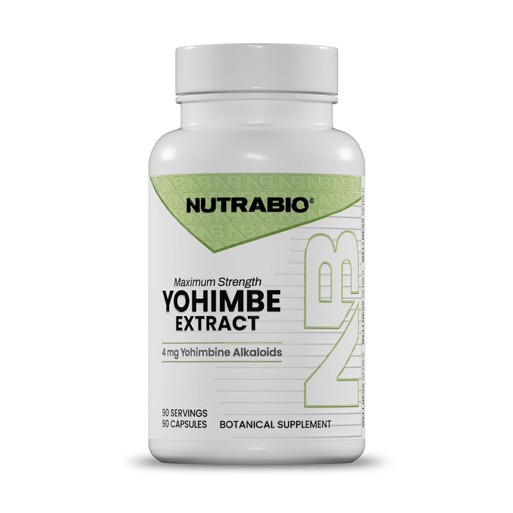 NutraBio Yohimbe Bark Extract Supplement Capsules, 90 Count
