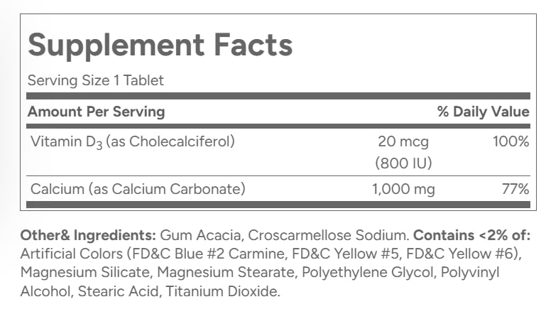 21st Century Calcium 1000mg + D, 90 Tablets