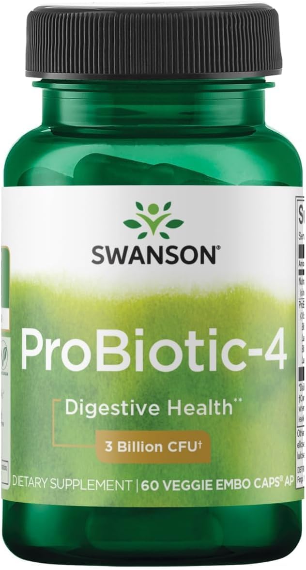 Swanson Probiotic-4 3 Billion Cfu Vegan Capsules 60 Count