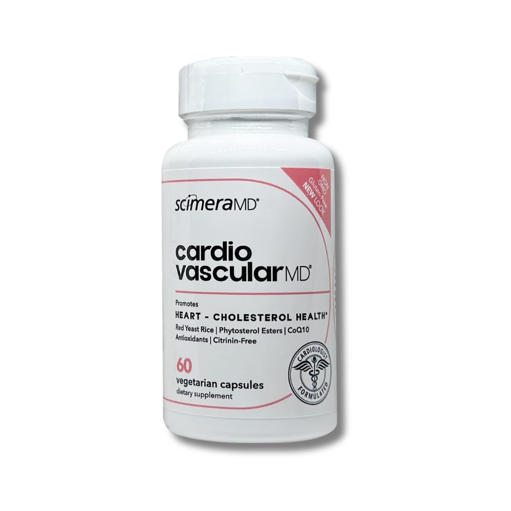 Scimera Bioscience CardiovascularMD Red Yeast Rice Supplement with Phytosterol Esters & CoQ10, Cardiologist-Formulated Cholesterol & Heart Health Support Capsules, 60 Capsules