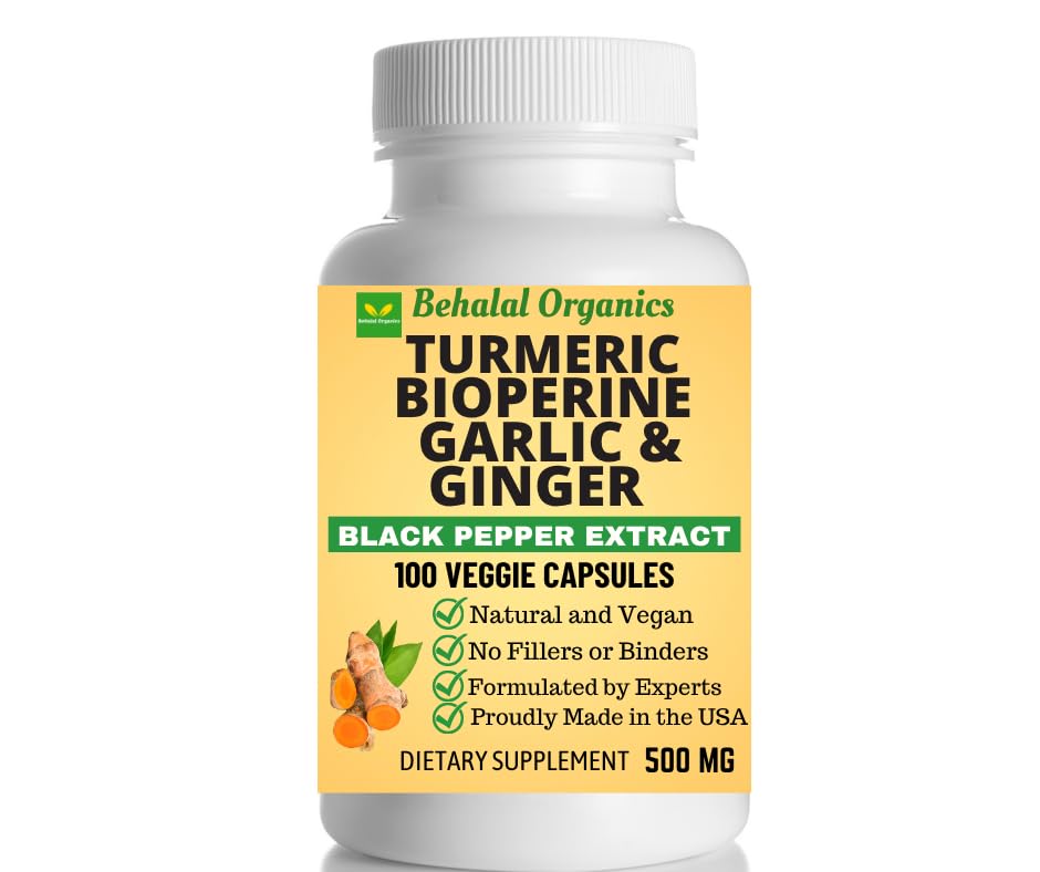 Behalal Organics Turmeric Curcumin 500mg Capsules, 100 Count