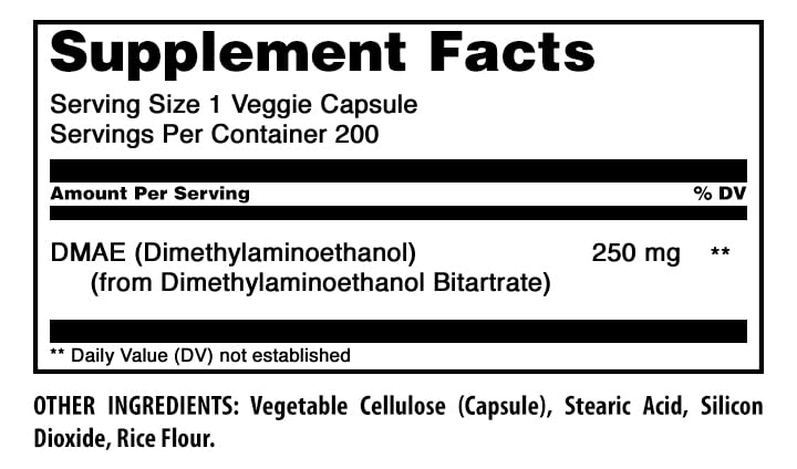 Amazing Nutrition DMAE Supplement 250 Mg Capsule 200 Count