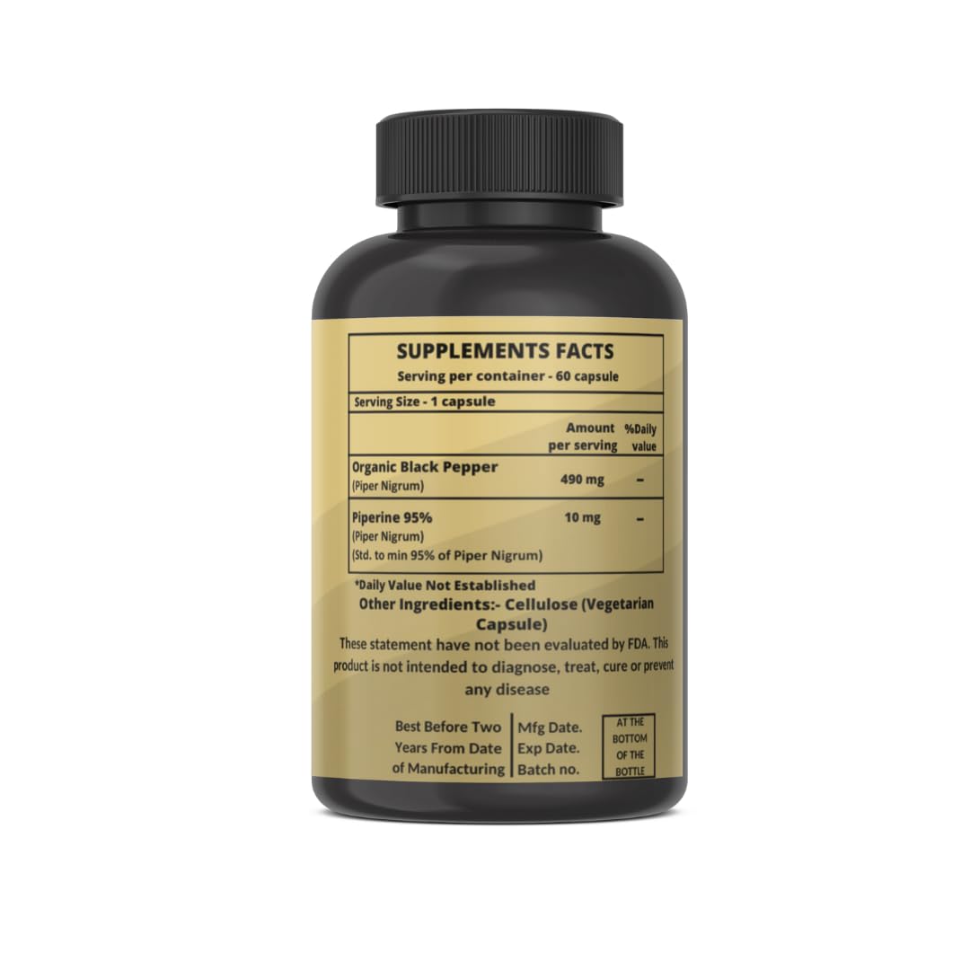 Heroot Piperine 95% (Piper Nigrum) 500 mg Capsule, 120 Capsules